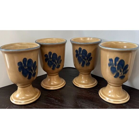 Pfaltzgraff FOLK ART Wine Goblets 4.3/4" Tall. Set Of 4 - Picture 1 of 6